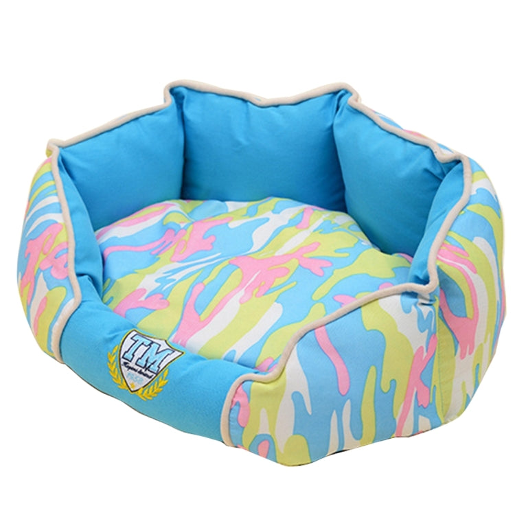 Fashion Camouflage Fully Washable Pet House Nest, Middle Size: 65.0 x 55.0 x 22.0cm(Blue)