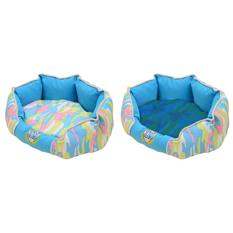 Fashion Camouflage Fully Washable Pet House Nest, Middle Size: 65.0 x 55.0 x 22.0cm(Blue)