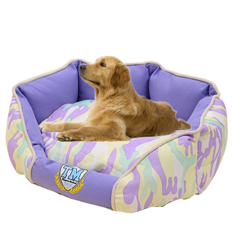 Fashion Camouflage Fully Washable Pet House Nest, Large Size: 80.0 x 65.0 x 22.0cm(Purple)