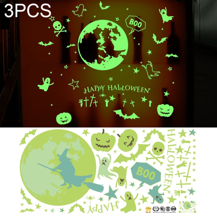 3 PCS Halloween Decorations PVC Creative Wall Decorations Luminous Stickers, Size: 30*60cm, Random Style Delivery