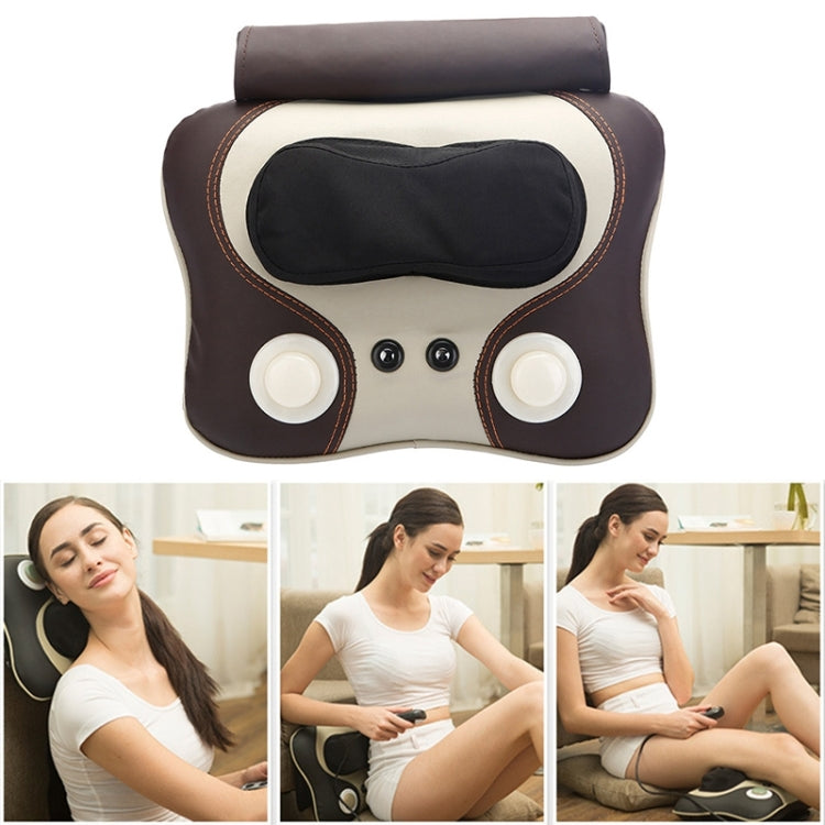 Multi-function Electric Percussion Massage Pillow,Jade Massager Cushion,Cervical Massage Machine (Brown)