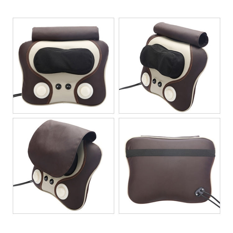 Multi-function Electric Percussion Massage Pillow,Jade Massager Cushion,Cervical Massage Machine (Brown)
