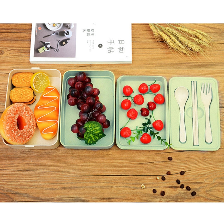 Japanese Tableware Wheat Stalk Three Layers Lunch Sushi Box, Size: 19*12.5*10.5cm (Green)