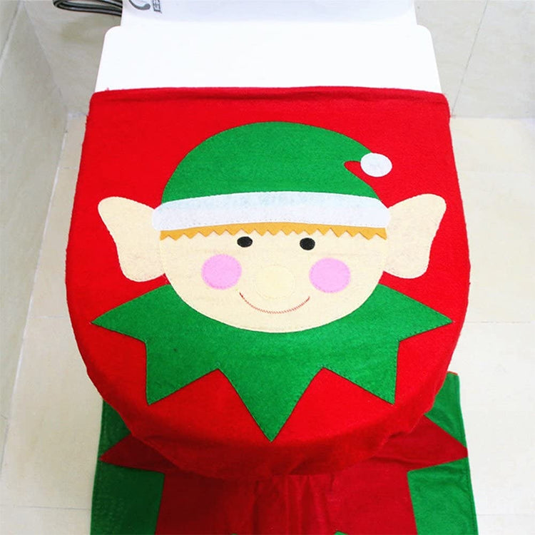Fancy Christmas Decoration Santa Elf Toilet Lid Cover, Size: 44 x 35cm