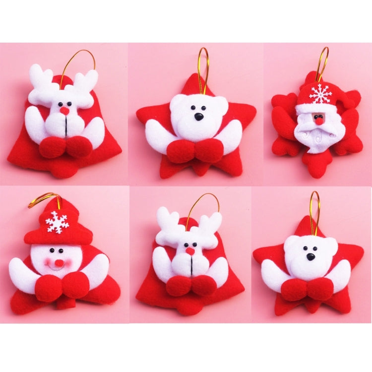 6 PCS Christmas Tree Decoration Cloth Hang Ornament with Lanyard, Random Style Delivery
