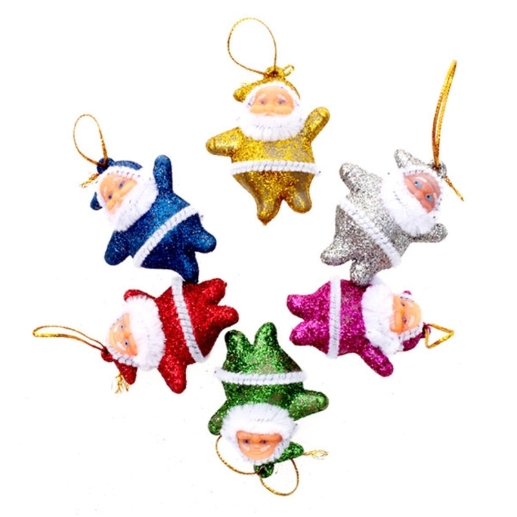 6 PCS Christmas Tree Decoration Colorful Santa Claus Hang Ornament with Lanyard, Random Color Delivery