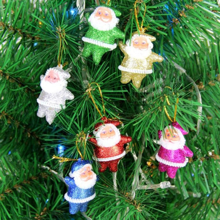 6 PCS Christmas Tree Decoration Colorful Santa Claus Hang Ornament with Lanyard, Random Color Delivery