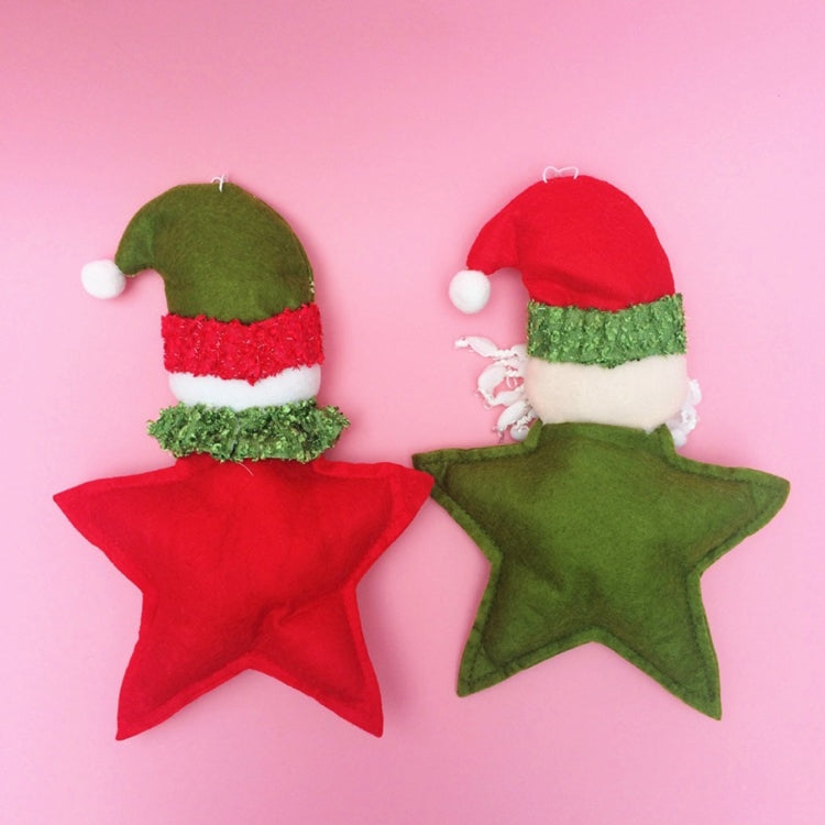 2 PCS Christmas Decoration Santa Claus / Snowman Star Shaped Hang Ornament with Lanyard