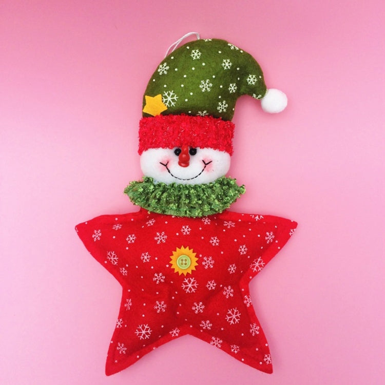 2 PCS Christmas Decoration Santa Claus / Snowman Star Shaped Hang Ornament with Lanyard