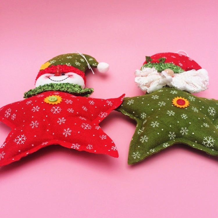 2 PCS Christmas Decoration Santa Claus / Snowman Star Shaped Hang Ornament with Lanyard