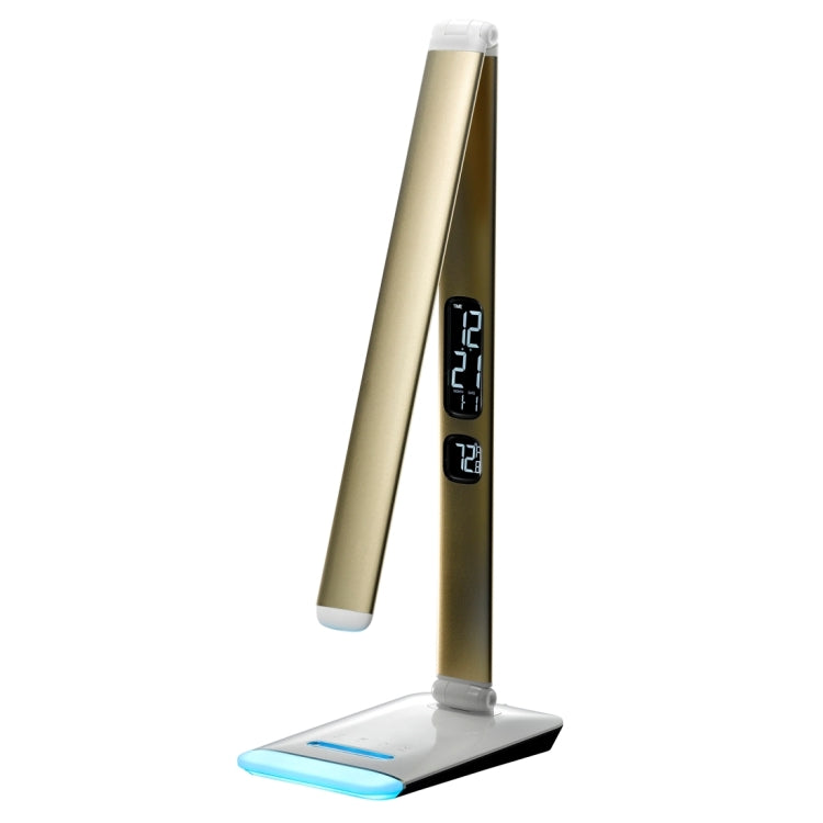M3 12W Foldable LED 5-grade Dimmable Desk Lamp, AC 100-240V with Calendar Display & Colorful Touch Light
