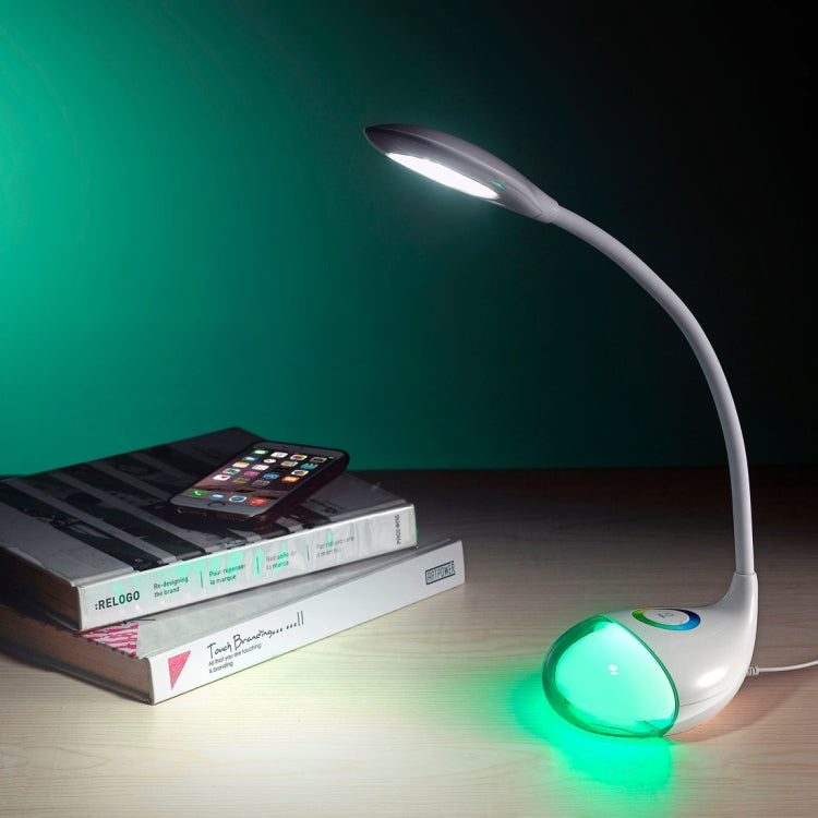 Q10 5W LED 3-grade Dimmable Flexible Desk Lamp, AC 100-240V with Colorful Touch Light