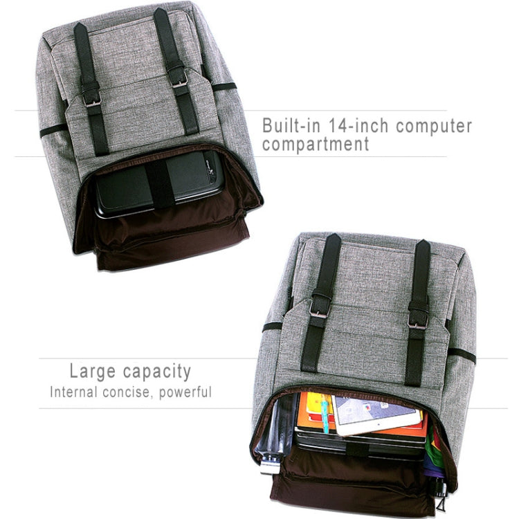 Universal Multi-Function Canvas Laptop Computer Shoulders Bag Leisurely Backpack Students Bag, Size: 43x30x14cm, For 15.6 inch and Below Macbook, Samsung, Lenovo, Sony, DELL Alienware, CHUWI, ASUS, HP(Black)