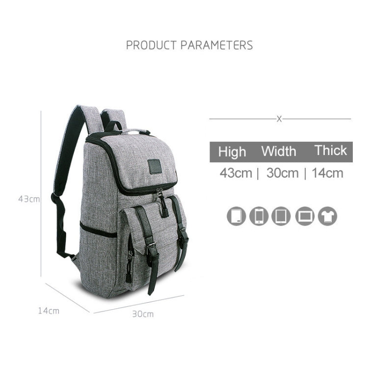 Universal Multi-Function Canvas Laptop Computer Shoulders Bag Leisurely Backpack Students Bag, Size: 43x30x14cm, For 15.6 inch and Below Macbook, Samsung, Lenovo, Sony, DELL Alienware, CHUWI, ASUS, HP(Black)