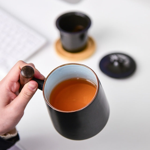 Portable Office Ceramic Mug Filter Teacup with Cover