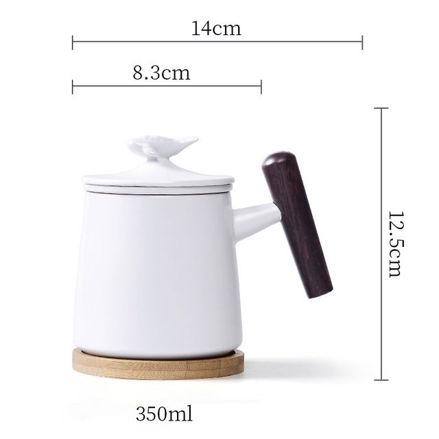 Portable Office Ceramic Mug Filter Teacup with Cover