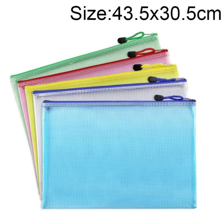 12 PCS Zipper Plastic Mesh Stationery Bag, Random Color Delivery (A3, Size: 43.5x30.5cm)