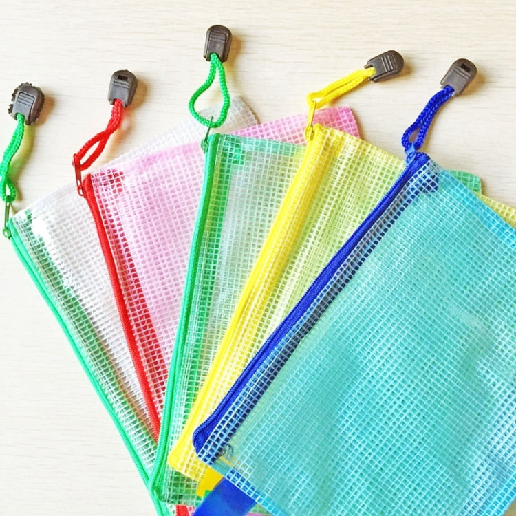 12 PCS Zipper Plastic Mesh Stationery Bag, Random Color Delivery (A4, Size: 33.5x24cm)