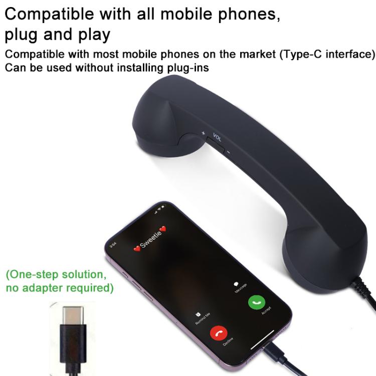 Type-C Plug Mic Retro Telephone Anti-radiation Cell Phone Handset Receiver