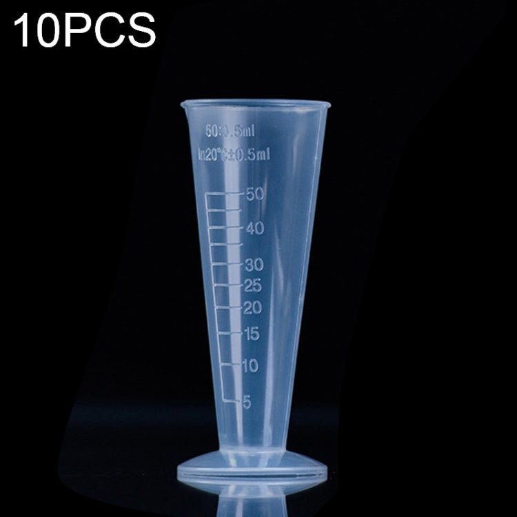 10 PCS 50ml PP Plastic Flask Digital Cone Measuring Cup Cylinder Scale Measure Glass Lab Laboratory Tools(Transparent)