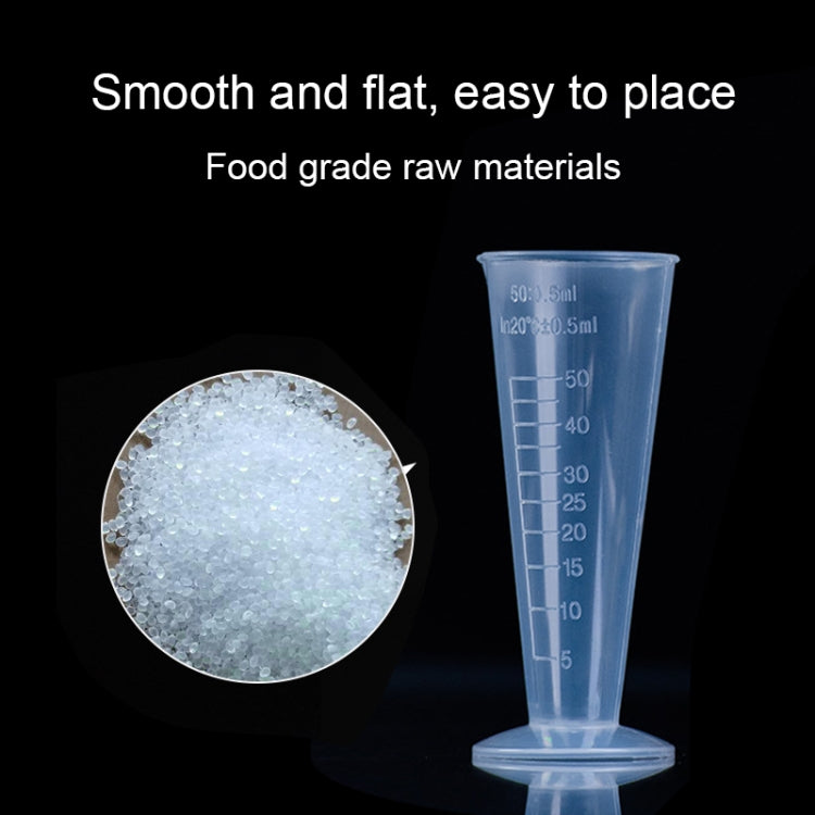 10 PCS 50ml PP Plastic Flask Digital Cone Measuring Cup Cylinder Scale Measure Glass Lab Laboratory Tools(Transparent)