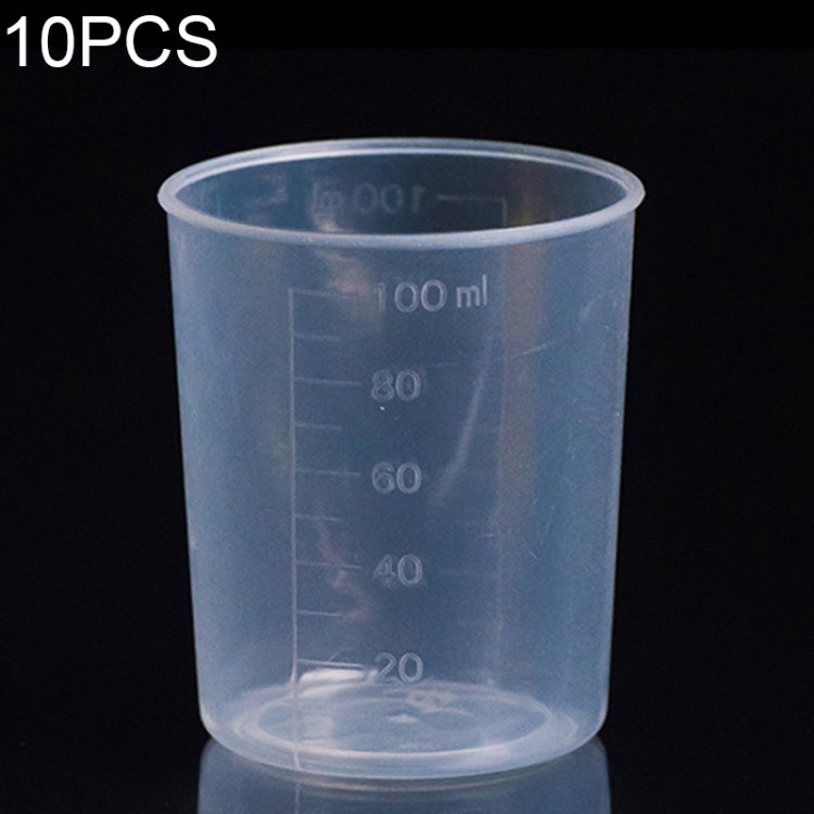 10 PCS 100ml PP Plastic Flask Digital Measuring Cup Cylinder Scale Measure Glass Lab Laboratory Tools(Transparent)