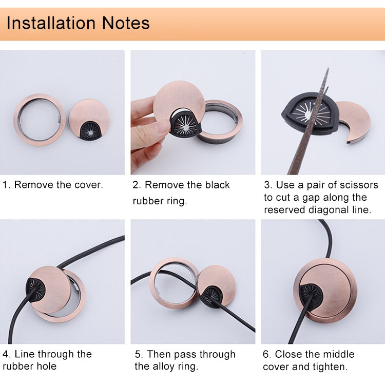 2 PCS Desk Computer Desktop Zinc Alloy Round Threading Box Hole Cover, Hole Diameter: 80mm
