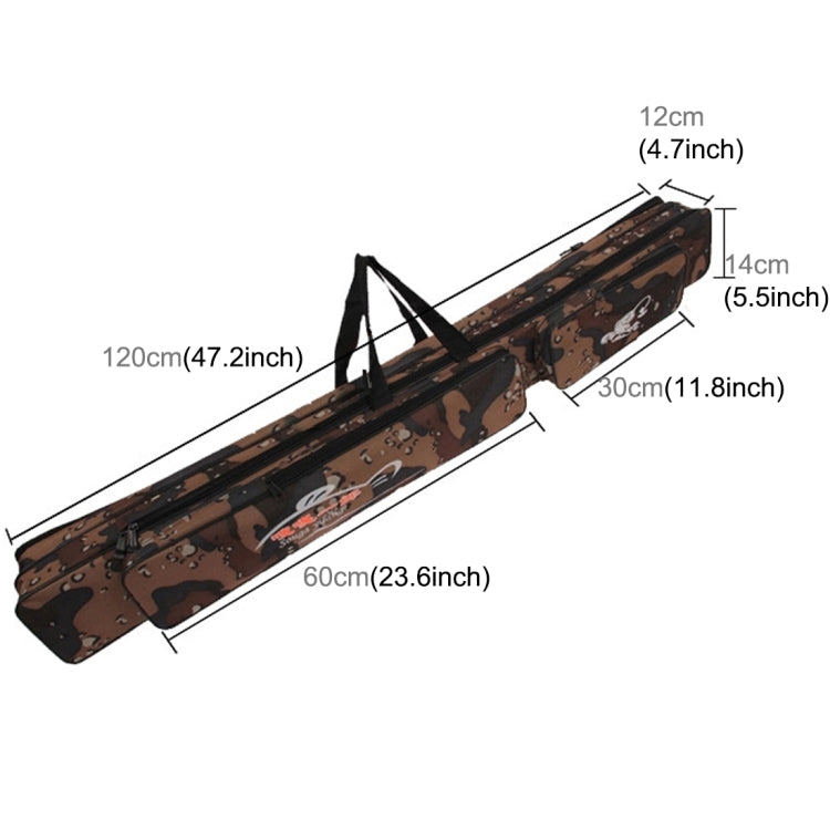 Desert Camouflage Double Layer Fishing Rod Package Waterproof Moisture - Proof Fishing Bag, Length: 1.2 m, Random Color Pattern Delivery
