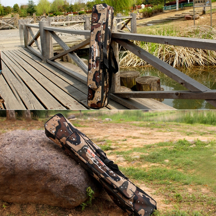 Desert Camouflage Double Layer Fishing Rod Package Waterproof Moisture - Proof Fishing Bag, Length: 1.2 m, Random Color Pattern Delivery