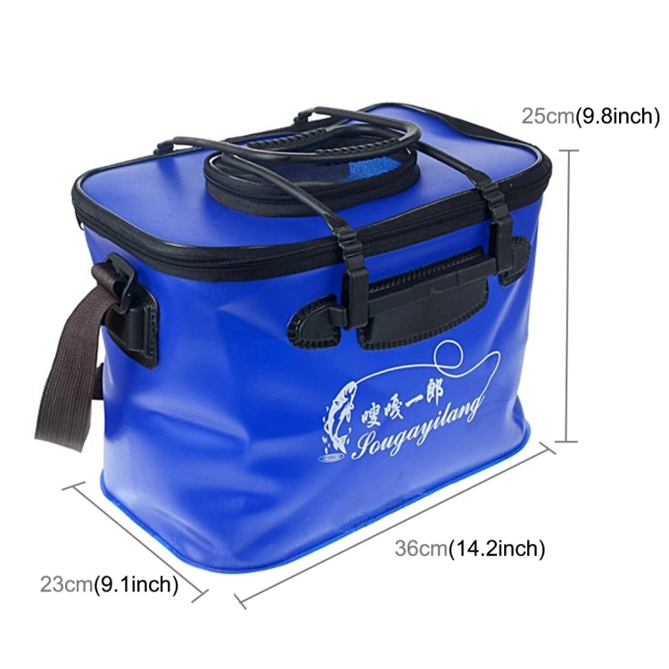 Live Fish Bucket Folding Water Bucket  Fish Bucket Bait Box Fishing Water Tank With Hand Strapï¼ŒSize:36*23*25cm, Random Color Delivery