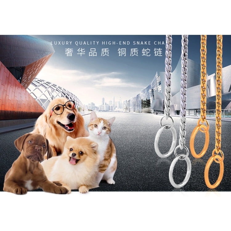 Pet Collars Pet Neck Strap Dog Neckband Snake Chain Dog Chain  Solid  Metal Chain Dog Collarï¼ŒLength:35cm