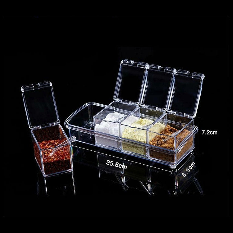 2 PCS Kitchen Multipurpose Po Four Cylinder Crystal Seasoning Box Random Color Delivery