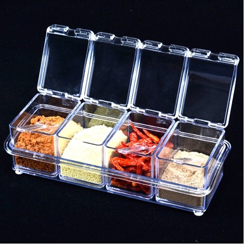 2 PCS Kitchen Multipurpose Po Four Cylinder Crystal Seasoning Box Random Color Delivery