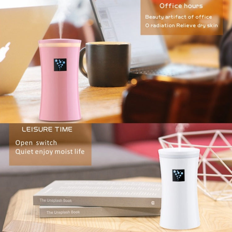 Small-OS 2W Slim Waist Humidifier Moisture Meter Moisturizing Instrument with LED Night Light, Water Tank Capacity: 230ml(White)