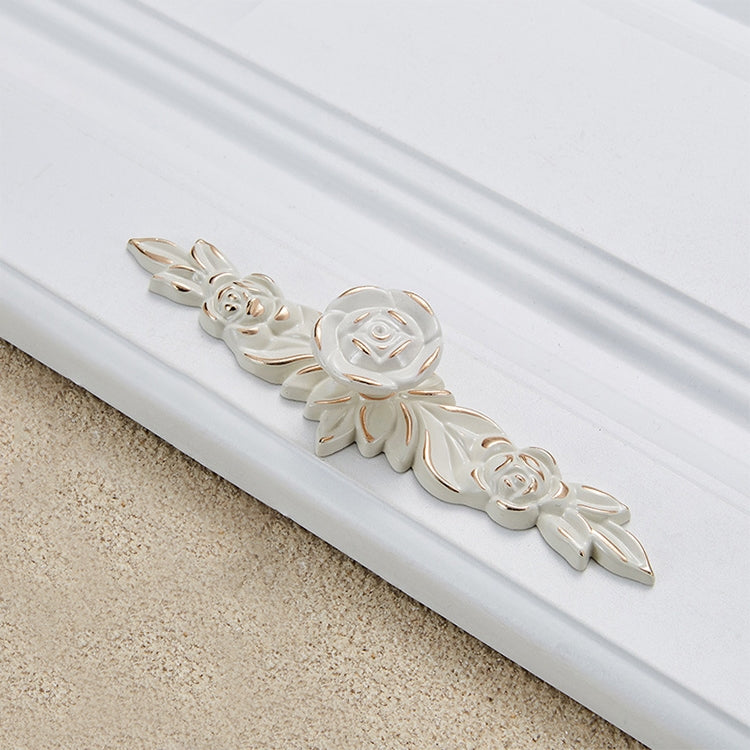 3 PCS 6603 Big Ivory White Drawer Cabinet Door Rose Shape Handle