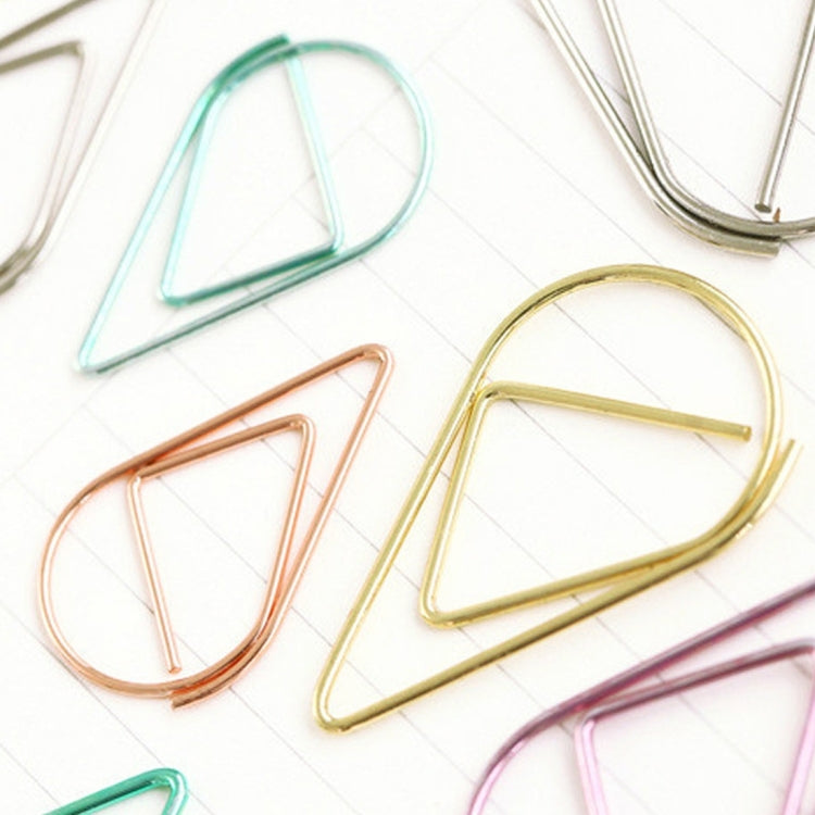 50 PCS Metal Material Water Drop Shape Paper Clips Color Funny Bookmark Office Shool Stationery Marking Clips, Random Color Delivery