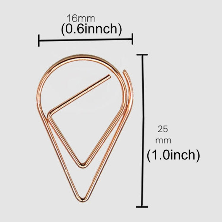 50 PCS Metal Material Water Drop Shape Paper Clips Color Funny Bookmark Office Shool Stationery Marking Clips, Random Color Delivery