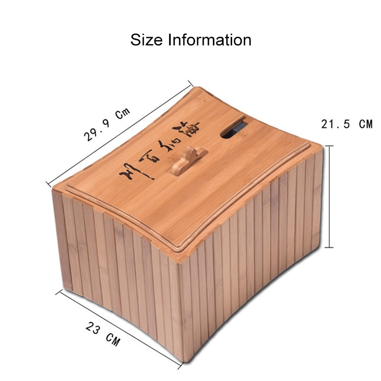 Bamboo Drainage Tea Slag Bucket Kung Fu Teaware Accessories with lid, Size: 29.9x21.5cm