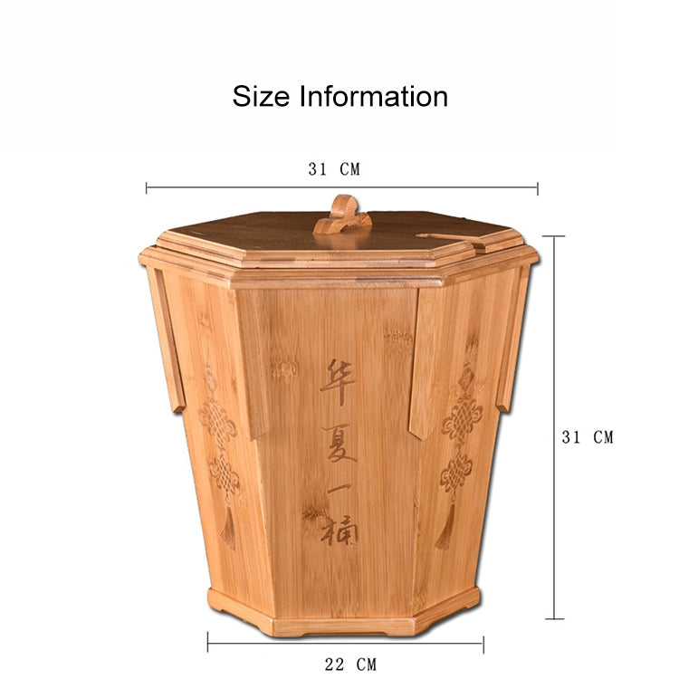 Bamboo Drainage Tea Slag Bucket Kung Fu Teaware Accessories with lid, Size: 31x31cm