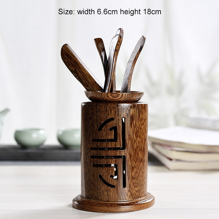 5 in 1 Tea Needle + Tea Clamp + Teaspoon + Tea Steak + Tea Barrel Kungfu Teaism Tea Set Teaware Accessories, Wenge Semi-circle