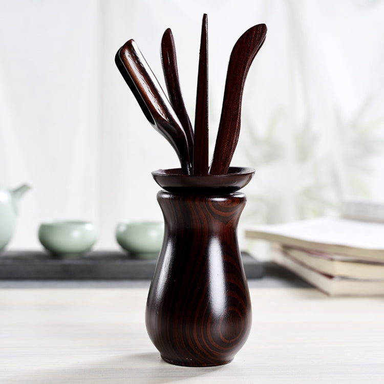 5 in 1 Tea Needle + Tea Clamp + Teaspoon + Tea Steak + Tea Barrel Kungfu Teaism Tea Set Teaware Accessories, Engineered Wood Vase Type