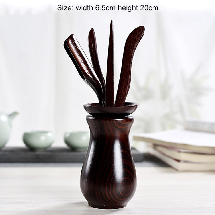 5 in 1 Tea Needle + Tea Clamp + Teaspoon + Tea Steak + Tea Barrel Kungfu Teaism Tea Set Teaware Accessories, Engineered Wood Vase Type