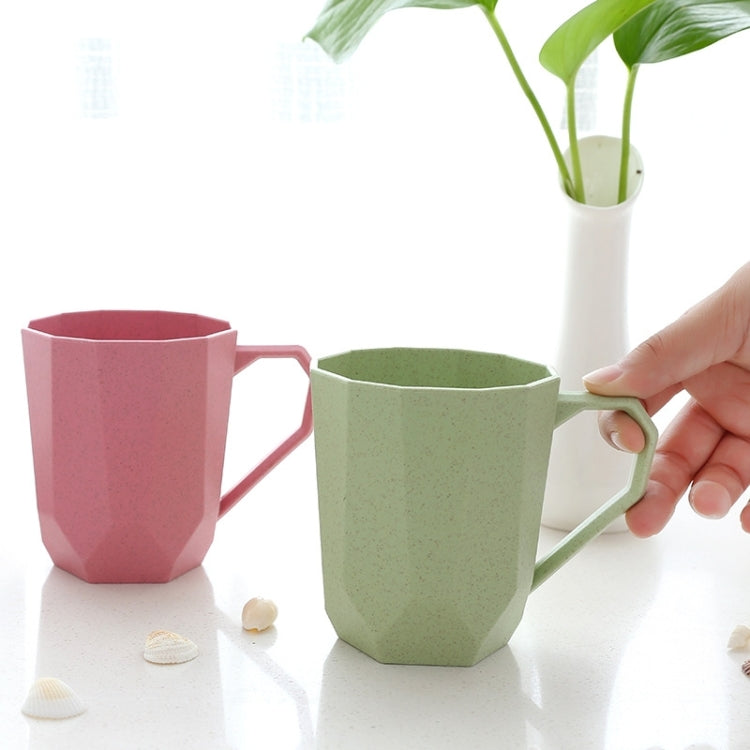 Creative Wheat Straw Fiber Diamond Shaped Washing Gargle Mug Water Mug with Handgrip Eco-friendly Tea Cup Milk Mugs