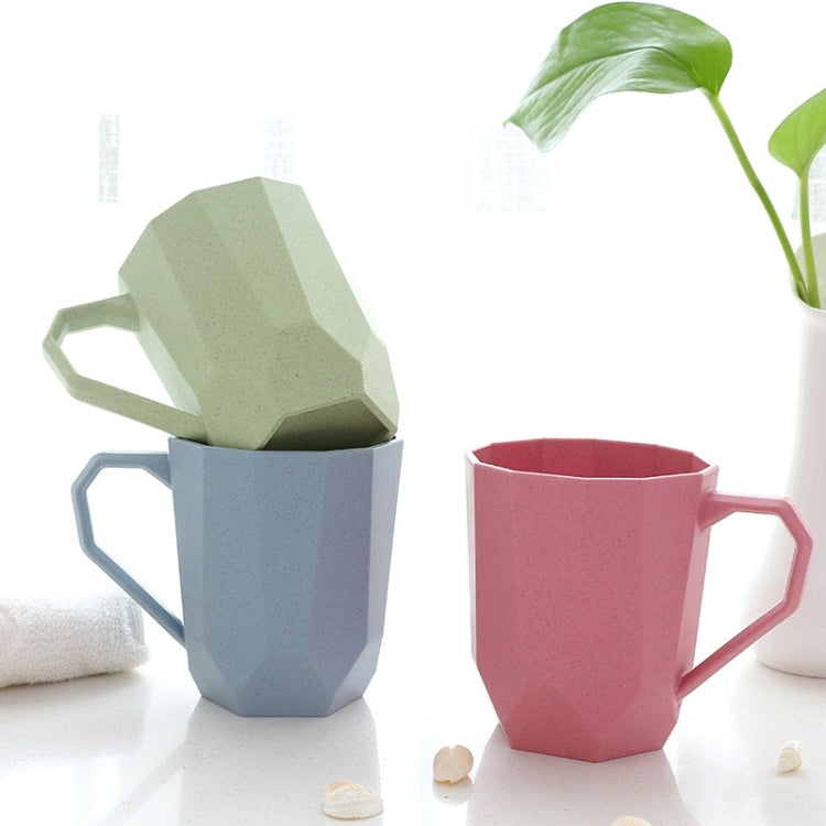 Creative Wheat Straw Fiber Diamond Shaped Washing Gargle Mug Water Mug with Handgrip Eco-friendly Tea Cup Milk Mugs