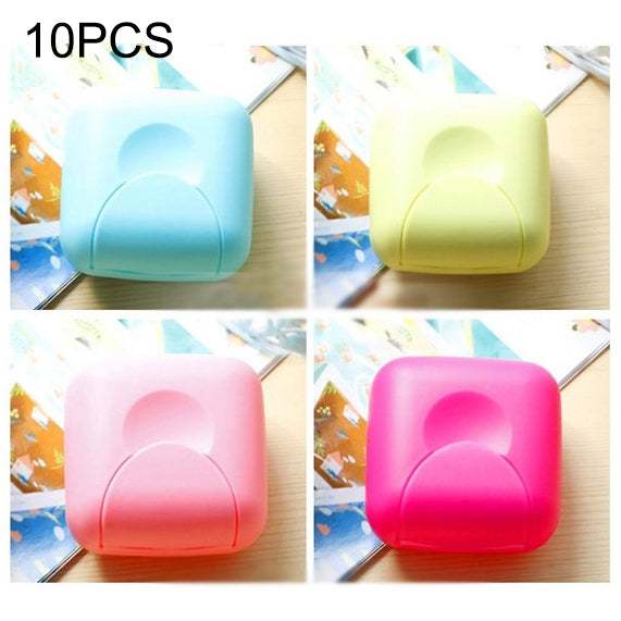 10 PCS Home Travel Soap Box Lock Sealed Waterproof Leakproof Soap Holder Case with Cover Soap Dishes Container,Random Color Delivery,Small,Size:7*7*4cm