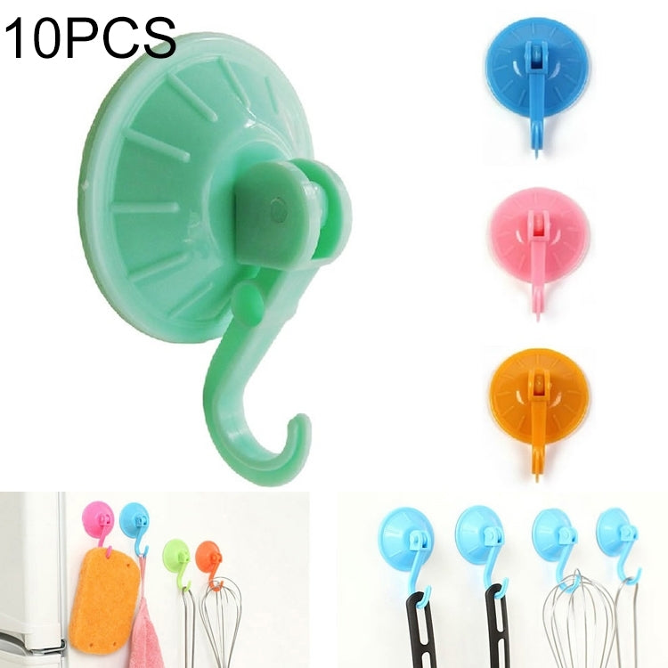10 PCS Non-trace Sticking Hook Bathroom Kitchen Wall Strong Suction Cup Hook Hanger Vacuum Sucker,Random Color Delivery