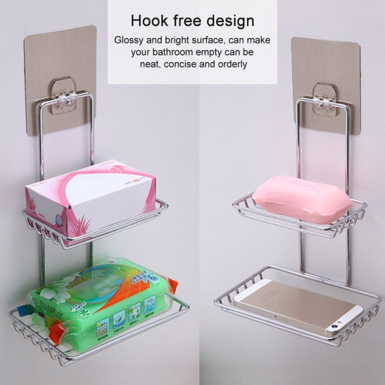 Creative Double Layer Stainless Steel Soap Stand Non-trace Magic Sticker Style Soap Dish Bathroom Shelf
