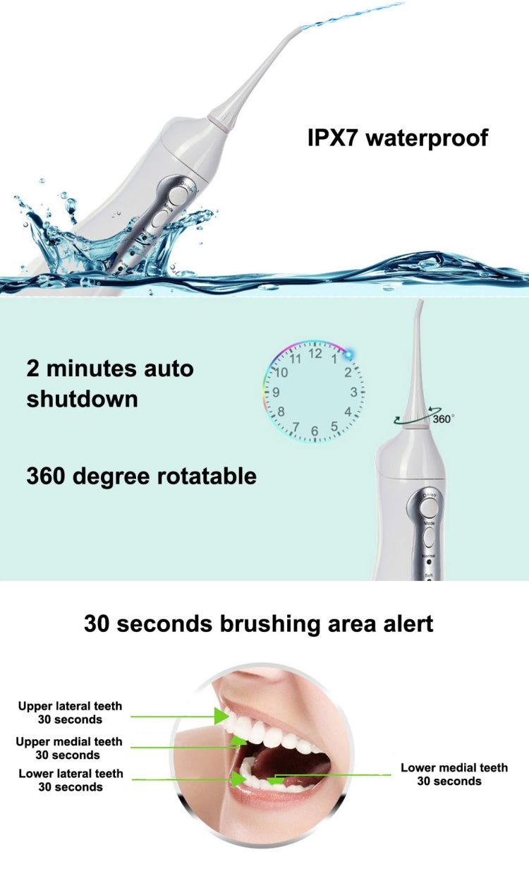 Prooral 5010 Rechargeable IPX7 Waterproof Home Use Oral Care Set, US Plug(White)