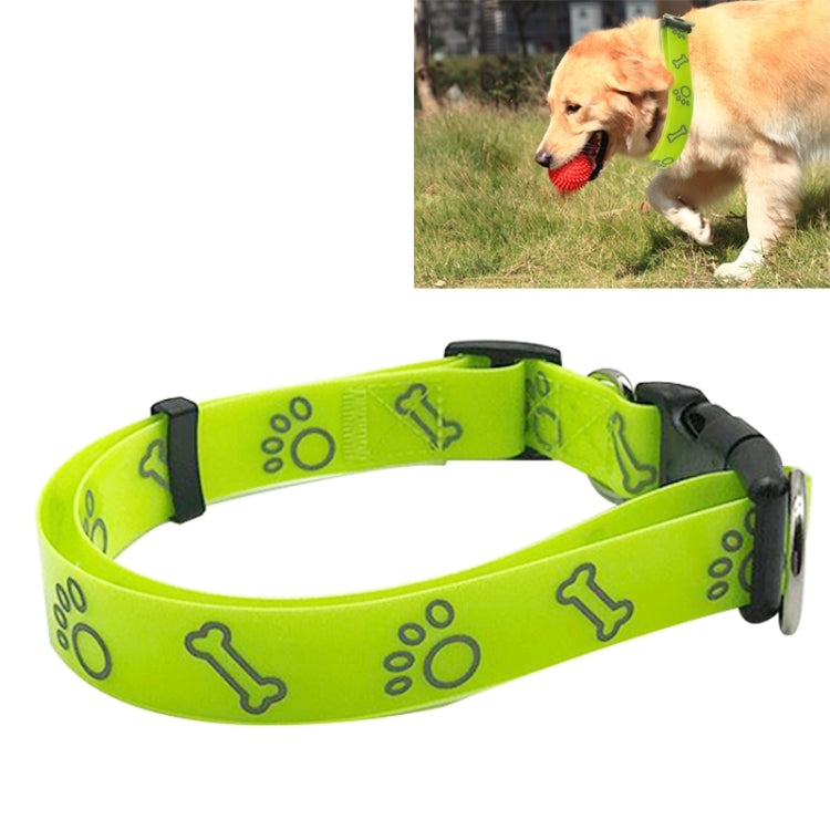 TPU Material Reflective Waterproof Adjustable Dual Loop Green Pattern Pet Dogs Collar, Size: S, Collar Size: 27-45 cm