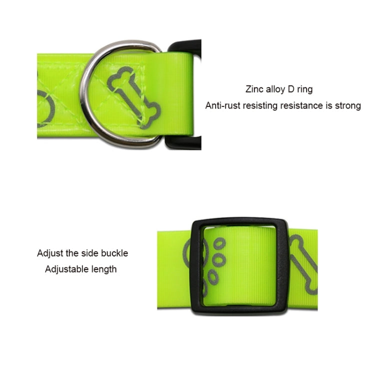 TPU Material Reflective Waterproof Adjustable Dual Loop Green Pattern Pet Dogs Collar, Size: S, Collar Size: 27-45 cm
